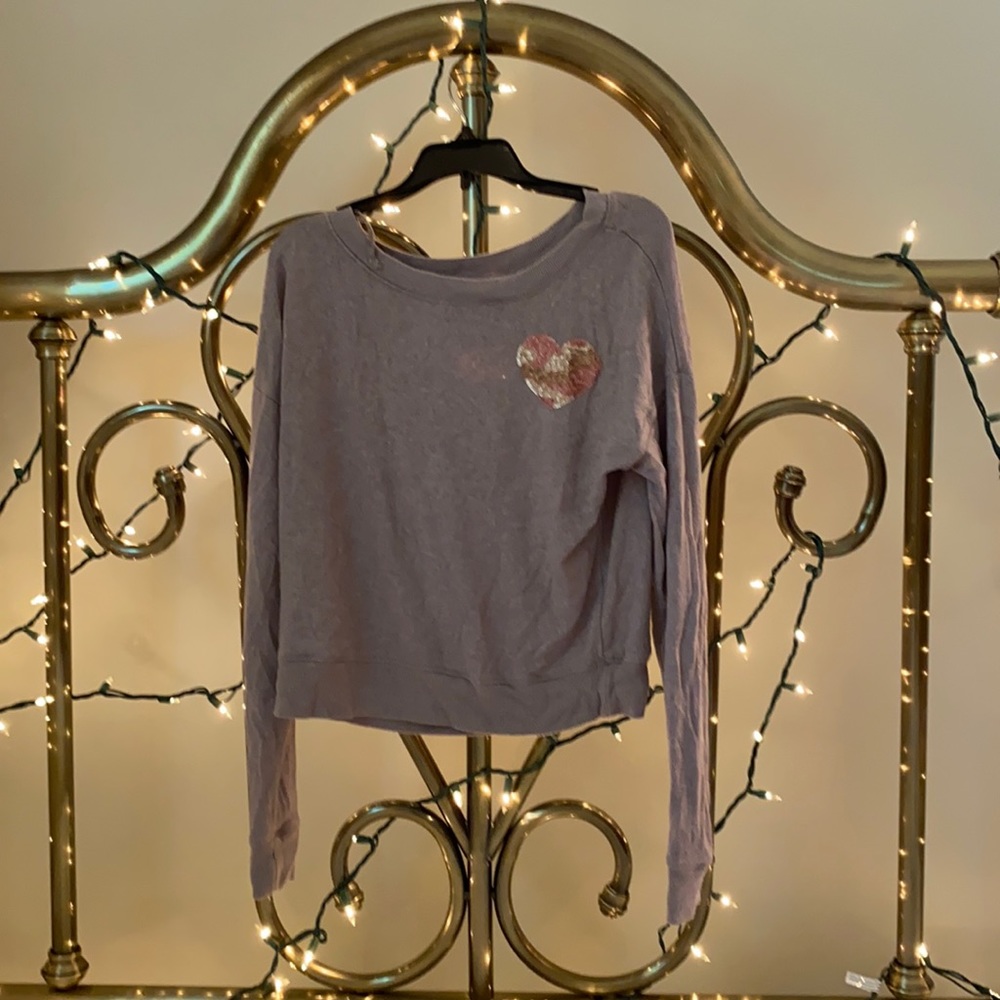 Mauve Sequin Heart Sweatshirt